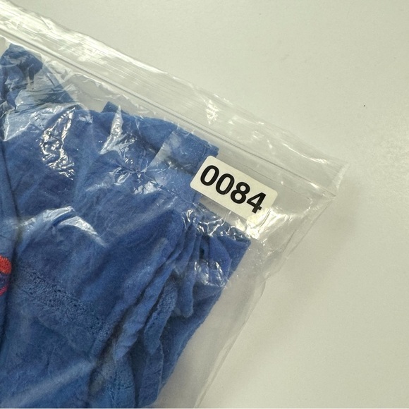 Umgee Women’s Small Gauzy Boho Blue Tunic Top Embroidered Flowers Short Sleeve - Picture 14 of 14